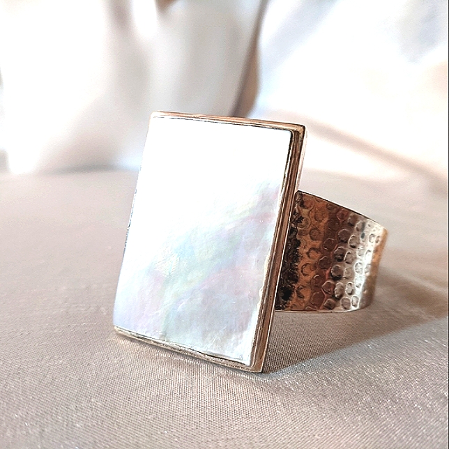 Sterling Silver Mother Of Pearl Cuff Bracelet.